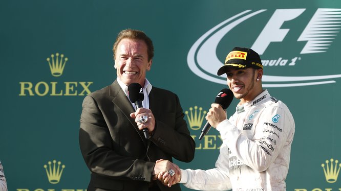 Formula 1 Australia 2015 Hamilton Schwarzenegger
